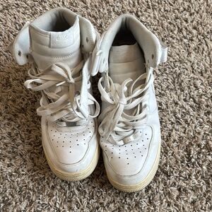 Classic White High-Top Sneakers with Leather Upper Nike